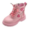 thumbnail image 1 of LYHaoo Children's Winter Leather Lace Up Stylish Color Matching Side Zipper Boots Sizes 3.5 Pink(Big Kid), 1 of 6