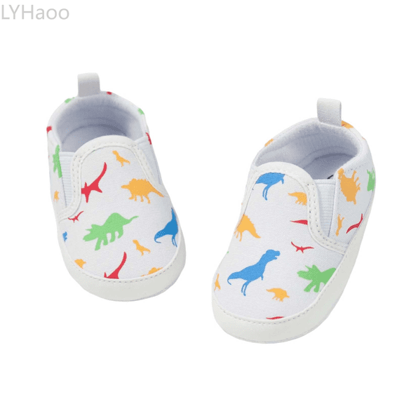 LYHaoo Classic Baby Sneakers With Cartoon Print For Walking And Rubber Sole Lightweight Canvas Shoes For Toddlers And Infants Sizes 4 Toddler White(0-6 Months)