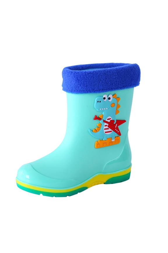 Cotton Waterproof Princess Shoes Cartoon Of Waterproof Rain Shoes For Children Sizes 1.5 Green(Big Kid)