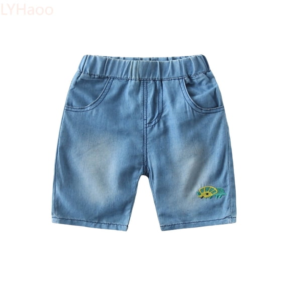 LYHaoo Denim Shorts for Boys Jeans Shorts For Toddlers Kids Comfortable Elastic Waist Casual Summer Shorts With Cute Prints For Casual School,Sizes 2-3 Years
