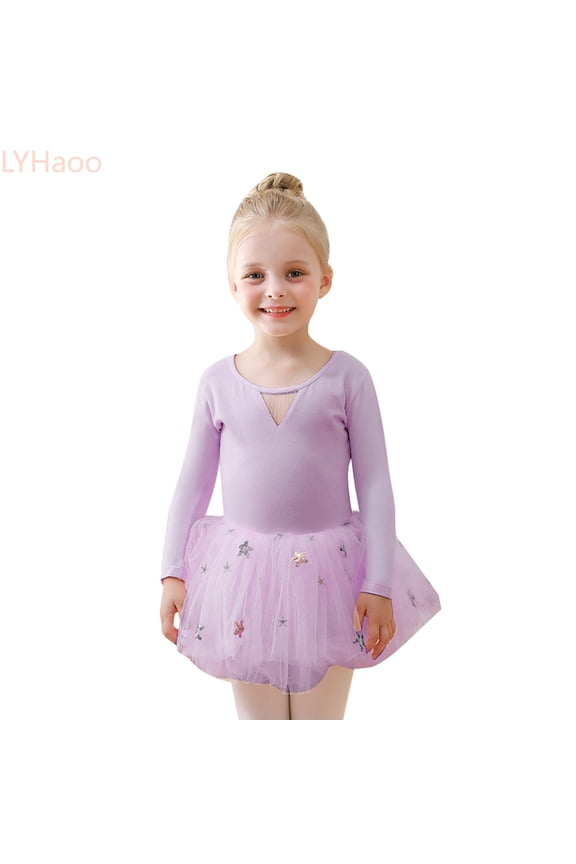 Elegant Ballet Practice Tutu Dress For Girls Classical Dancewear Performance Skirt With Flowy Layered For Recitals And Rehearsals Leotard Fit,Girls Dresses for School Sizes 5-6 Years Purple