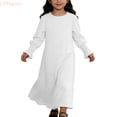 thumbnail image 1 of LYHaoo Elegant Girls Dress With Floral Lace Hem And Round Neck Pure Color Party Gown For And Celebrations，Girls A Line Dresses Sizes 5-6 Years White, 1 of 5
