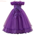 thumbnail image 1 of LYHaoo Elegant Girls Dresses For Casual Wedding And Party Wear With Off Shoulder Design And Tutu Skirt For Ages 7 12,Little Girls Dresses Sizes 11 Years Purple, 1 of 7