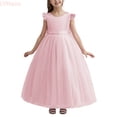 thumbnail image 1 of LYHaoo Elegant Long Girls Formal Dress With Bow And Beaded For Birthday Party Pageant Gown，Vintage Girls Dress Sizes 7-8 Years Pink, 1 of 7