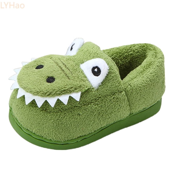 LYHaoo Fashion Cute Autumn And Winter Boys And Girls Slippers Flat Bottom Lightweight Soft And Comfortable Warm Solid Color Cartoon Animal Shape Sizes 11.5 Little Kid 6-7 Years