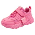 thumbnail image 1 of LYHaoo Fashion Four Seasons Children Sneakers Girls Flat Thick Bottom Non Lightweight Mesh Upper Breathable Comfortable Lace Up Hook Loop Solid Color Casual Style Sizes 10 Pink(Little Kid), 1 of 6