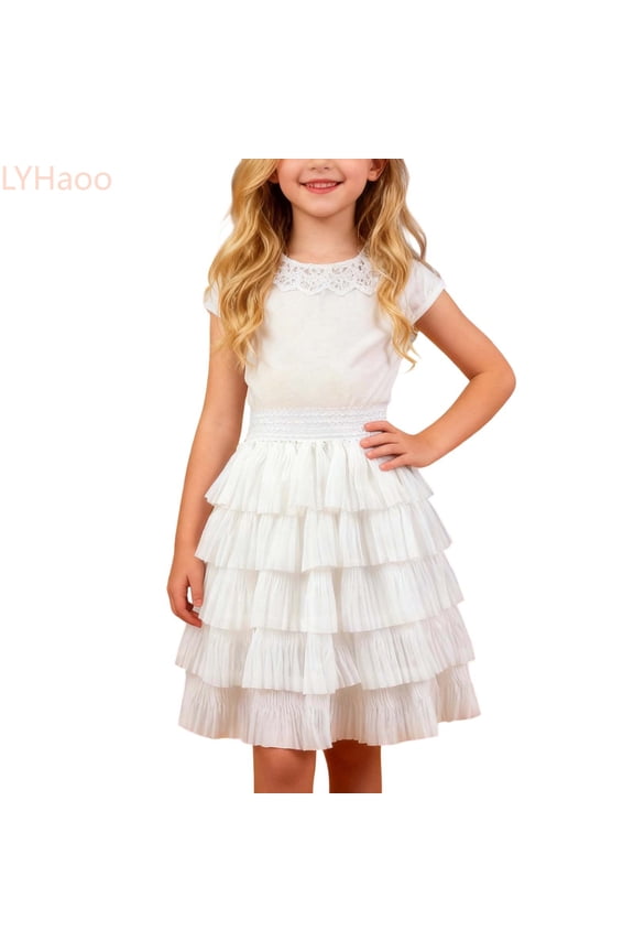Festival Cake Print Girls Tutu Skirt Layered Ruffle Party Dress With Elastic Waist For Toddler And Youth A-Line Skirt Girls,Sizes 2-3 Years