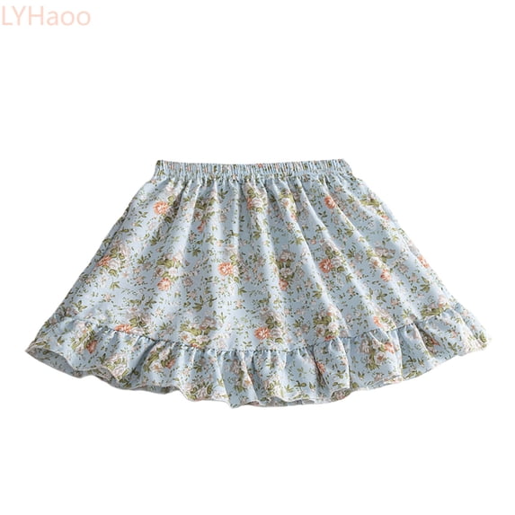 LYHaoo Floral Girls Skirts For Toddlers And Kids Soft Stretchy Summer Outfit Outdoor Dress Comfortable Casual Wear 18M To 6 Years Girls School Uniform Skirt,Sizes 18-24 Months