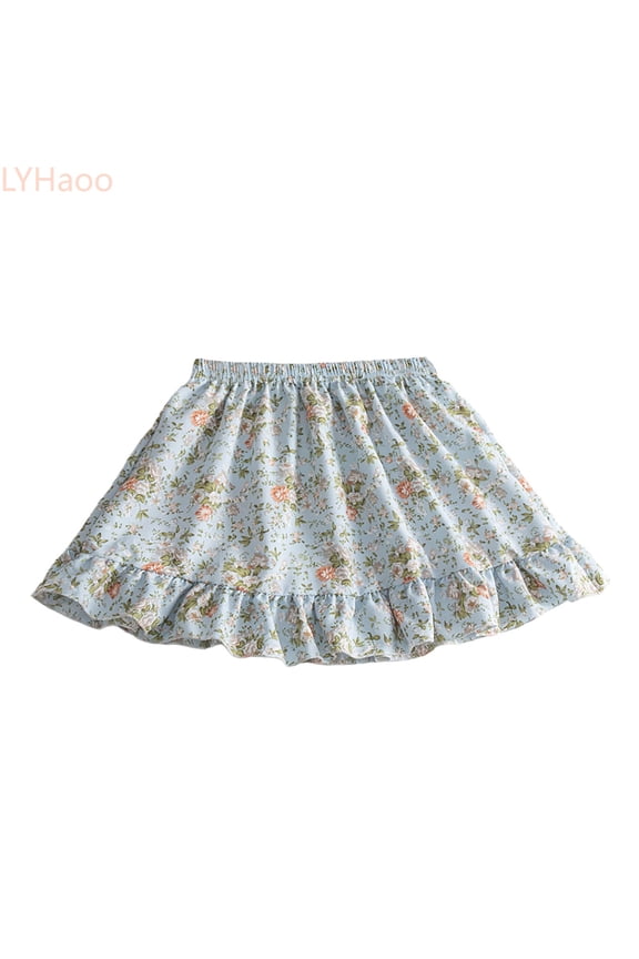Floral Girls Skirts For Toddlers And Kids Soft Stretchy Summer Outfit Outdoor Dress Comfortable Casual Wear 18M To 6 Years Girls School Uniform Skirt,Sizes 18-24 Months