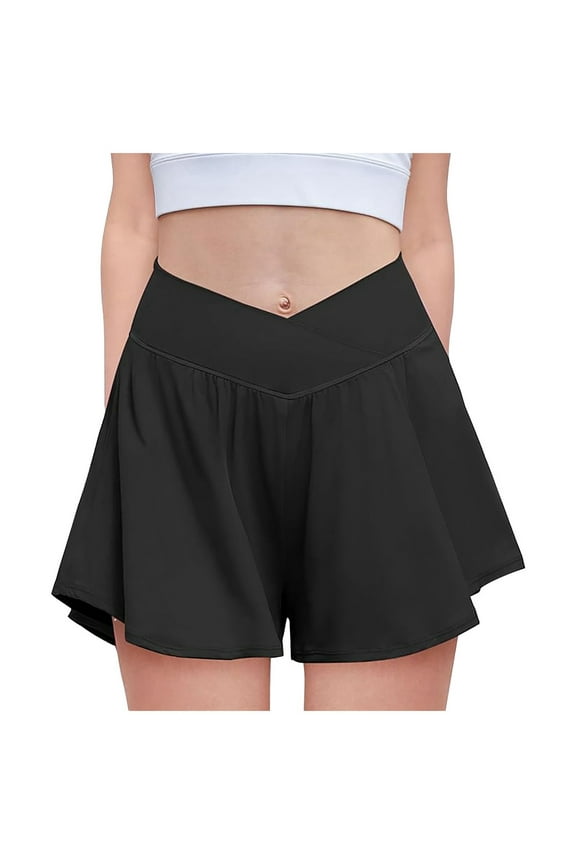 Flowy Shorts for Teen Girls Athletic Casual Kid Girls Shorts Sizes 11-12 Years Black