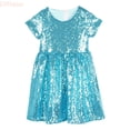 thumbnail image 1 of LYHaoo Girl Dress Baby Toddlers Sequin Dress Kids Party Dress Bridesmaid Wedding Gown,Casual Floral Dresses Sizes 5 Years Blue, 1 of 6