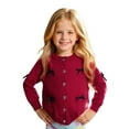 thumbnail image 1 of LYHaoo Girl's Button Open Front Knitted Cardigan Long Sleeve Loose Cute Bow Cardigan Sweaters 11-12 Years(Red), 1 of 6