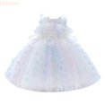 thumbnail image 1 of LYHaoo Girl's Flower Sequin Princess Dress Summer Sleeveless Multi Layer Long Skirt Waist Pearl Decoration,Casual Floral Dresses Sizes 18-24 Months White, 1 of 7