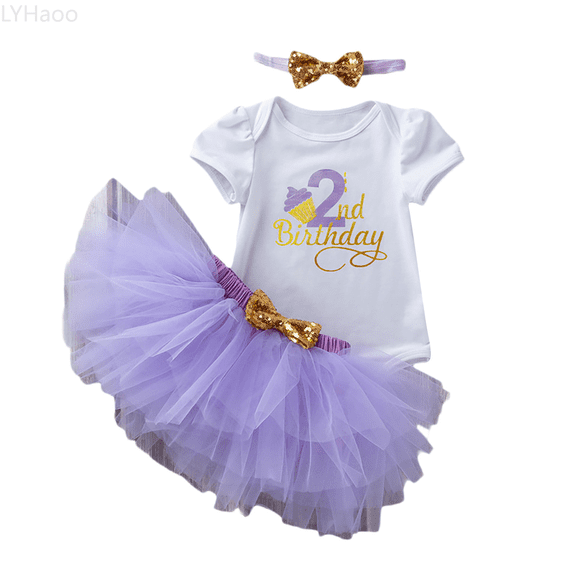 LYHaoo Girls 2Pcs Clothing Set Baby Girls Outfits Set Tutu Dress And Top Birthday Party Clothes For 0 2 Years Soft Comfortable Toddler Outfit Sizes 6-12 Months(Purple)