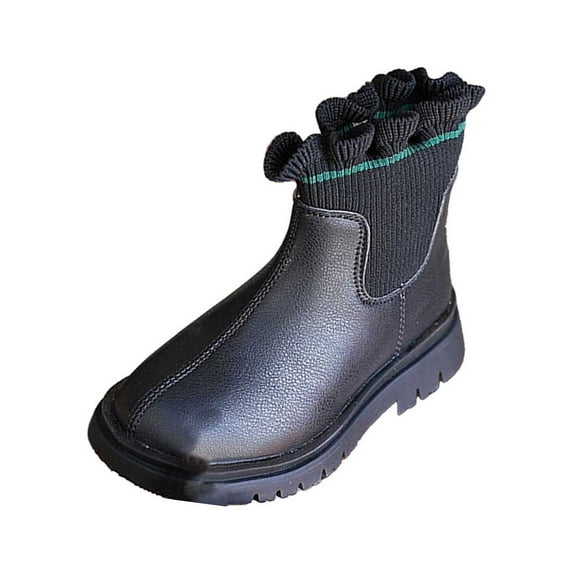 LYHaoo Girls Ankle Boots Kids Comfortable on Boots for Toddler Little Kid Sizes 10.5 Black(4-4.5 Years)