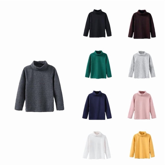 LYHaoo Girls Basic Tees,Children's Turtleneck Base Shirt 2024 Autumn And Winter Cottonblend Men's And Women's Long Sleeved T Shirts With Warm Tops,Sizes 3-4 Years