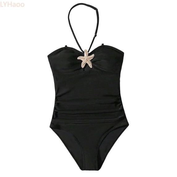 LYHaoo Girls Beachwear Swimsuit For Girls With Cute Solid Color Swimwear For Tween Girls With Comfort Fit,Girls One-Piece Swimwear 11-12 Years