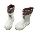 thumbnail image 1 of LYHaoo Girls Boots For School And Outdoor Activities Mid Calf Low Heel Comfortable Footwear For Kids Age 8 10 Year Old All Season Casual Rain Boots Sizes 22-23 White(Big Kid), 1 of 6