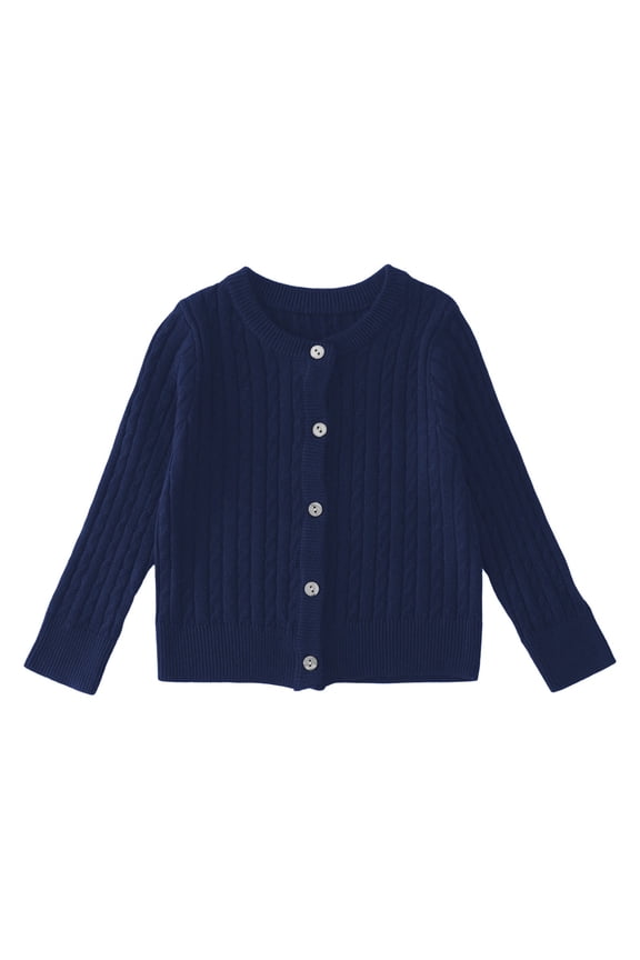 Girls' Cardigan Sweater Long Sleeve Button Down Knit Sweater School Uniform Outerwear 11-12 Years(Blue)