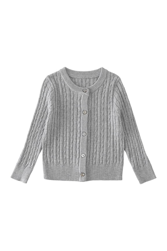 Girls' Cardigan Sweater Long Sleeve Button Down Knit Sweater School Uniform Outerwear 11-12 Years(Gray)