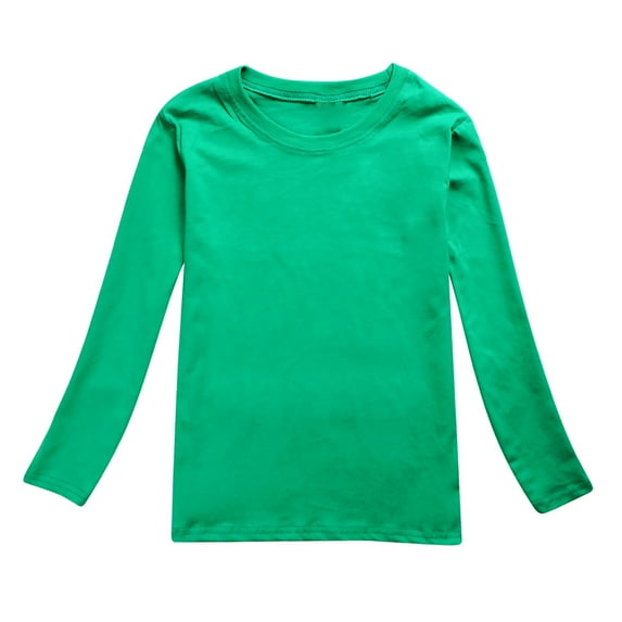LYHaoo Girls Casual Crew Neck Long Sleeve Tops Loose Fit Fall T Shirts Blouse Cute Casual Sizes 12-13 Years Green