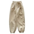 thumbnail image 1 of LYHaoo Girls Casual Jogger Pants Kids Athletic Sweatpants Comfortable Loose Fit Spring Fall Winter Outdoor Play Sports Outfits Trendy Fashion Trendy Jogger Trousers Sizes 6-7 Years White, 1 of 4