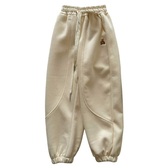 LYHaoo Girls Casual Jogger Pants Kids Athletic Sweatpants Comfortable Loose Fit Spring Fall Winter Outdoor Play Sports Outfits Trendy Fashion Trendy Jogger Trousers Sizes 5-6 Years White