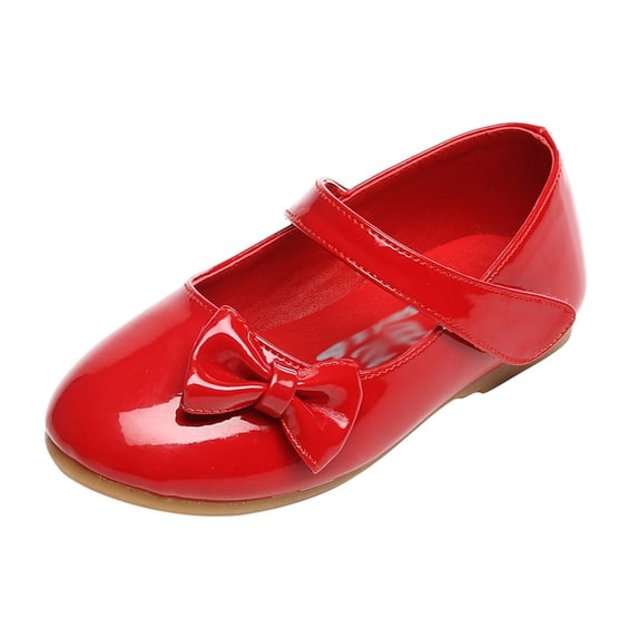 LYHaoo Girls Casual Leather Shoes Princess Fashion Performance Etiquette Shoes Princess Shoes Sizes 12.5 Red(Little Kid)