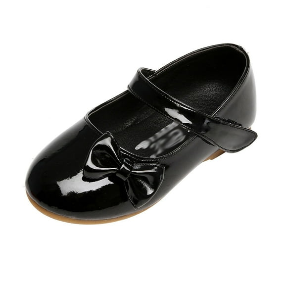 LYHaoo Girls Casual Leather Shoes Princess Fashion Performance Etiquette Shoes Princess Shoes Sizes 6.5 Black(Toddler)