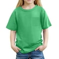 thumbnail image 1 of LYHaoo Girls Casual Pocket T Shirt Summer Pure Color Tee For School Beach And Outings School Uniform Sizes 10-11 Years Green, 1 of 6