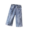 thumbnail image 1 of LYHaoo Girls' Denim Flared Pants For Kids 2025 Spring Arrival Slim Fit Long Pants For Children 3 13 Girls Pants Sizes 100 Blue, 1 of 6