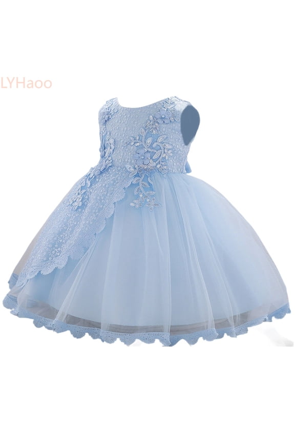 Girls Dress Baby Dress Bowknot Christening Gown For Everyday Wear 3 12 Years Kids Clothingï¼Dresses for School Casual Sizes 0-3 Months Blue