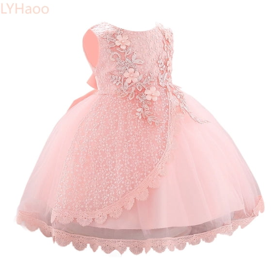 LYHaoo Girls Dress Baby Dress Bowknot Infant Christening Gown Perfect For Everyday Wear 3 12 Years Kids Clothing,Dresses for School Casual Sizes 0-3 Months Pink
