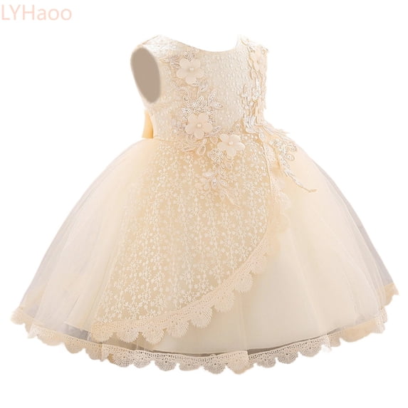 LYHaoo Girls Dress Baby Dress Bowknot Christening Gown For Everyday Wear 3 12 Years Kids Clothingï¼Dresses for School Casual Sizes 6-12 Months Yellow