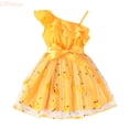 thumbnail image 1 of LYHaoo Girls Dress One Shoulder Formal Ruffle Birthday Party Mesh Dresses,Toddler Dresses Sizes 12-24 Months Yellow, 1 of 7