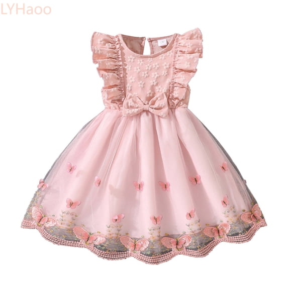 LYHaoo Girls Dresses For Everyday Wear Outdoor Picnics And Photo Parties Summer Sleeveless Ruffled Dress For Girls 3 7,Dresses for Girls Sizes 5-6 Years Red
