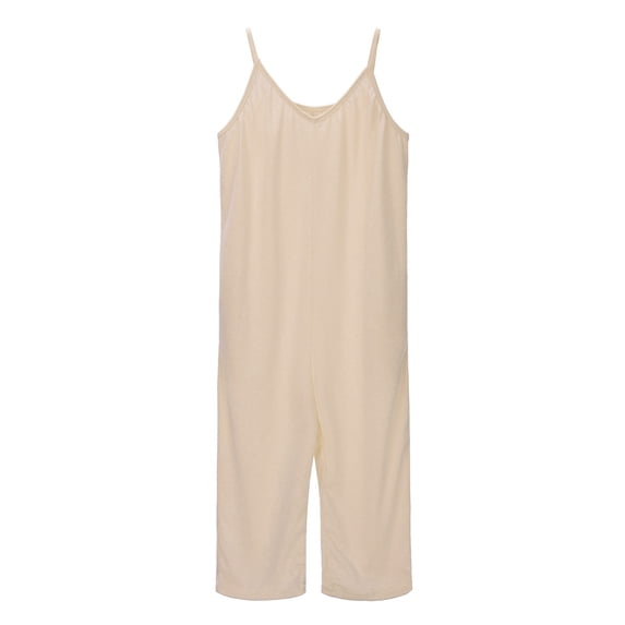 LYHaoo Girls Fashion Solid Casual Romper Sleeveless Long Pants Jumpsuit With Side Pockets Girls Jumpsuit Romper 12-13 Years Yellow(Little Kid)