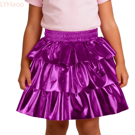 LYHaoo Girls Festival Tutu Skirt With Glitter Sequins Three Tier Layered Cake Design Party Wear Girls Uniform Skirts,Sizes 7-8 Years
