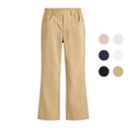 thumbnail image 1 of LYHaoo Girls Flare Pants Elastic High Waisted School Uniform Dress Panst for Kids Back to School Outfits(Blue), 1 of 7