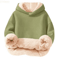 thumbnail image 1 of LYHaoo Girls Hooded Sweatshirt Soft Lined Pullover Cozy Warm Kids Jacket Top For Cold Weather Outdoor Play Zip-Up Hoodie Sweatshirt Sizes 3-4 Years(Green), 1 of 5