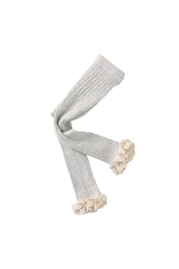 Girls' Fleece Lined Bottoms Winter Warmth Cozy Pants For Girls Footless Ruffled Tights Girls Cargo Pants Sizes 4-5 Years Gray