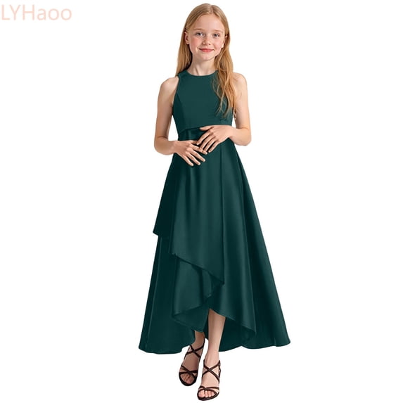 LYHaoo Girls Formal Dresses Party Gown For Recital Performance Elegant Sleeveless Summer Dress For Kids Toddler To Teen,Dresses for School Casual Sizes 2-3 Years Green