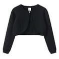 thumbnail image 1 of LYHaoo Girls Knit Cardigan Sweater Top Casual Round Neck Open Front Shirt For Toddler Kids Spring Fall Lightweight Layering Outerwear Basic Tees Sizes 7-8 Years Black, 1 of 3