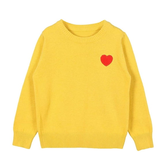 LYHaoo Girls Knit Sweaters Baby Kids Girls Cardigan Long Sleeve Kid Button Sweater Girl Crew Neck Cardigans Sweater 5-6 Years(Yellow)