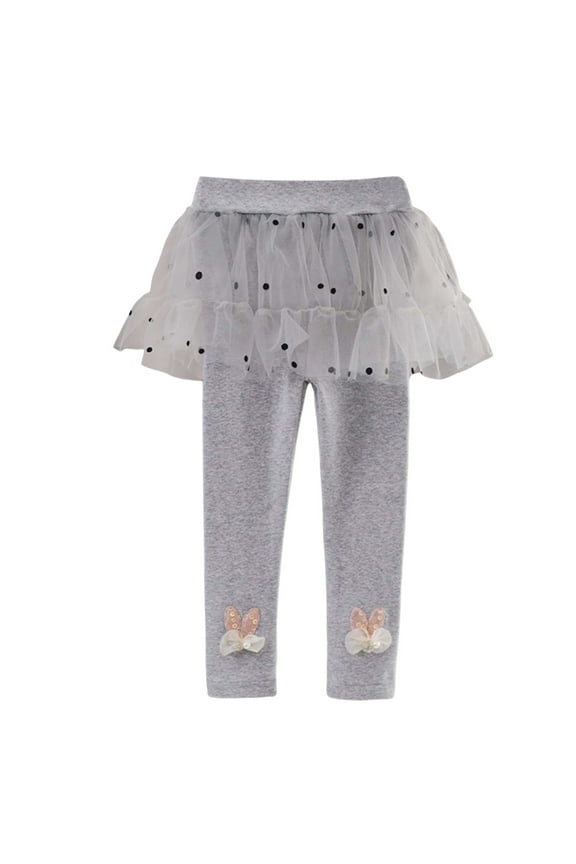 Girls Leggings Toddler Pants Leggings For Girls School Tutu Kids Ruffle Skirt Pull On Warm Clothes Trendy Jogger Trousers Sizes 3 Years Gray