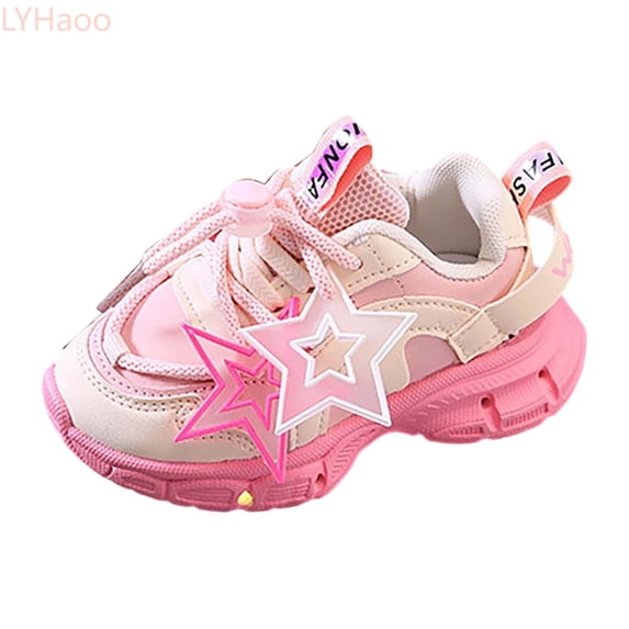 LYHaoo Girls' Lightweight Foam Sole Sneakers Kids Arch Support Running Shoes Casual Outdoor Activities,Pink,Sizes 6(5.12") Toddler