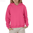 thumbnail image 1 of LYHaoo Girls Long Sleeve Solid Color Hooded Sweatshirt Pullover Top For Kids And Tweens Casual Comfortable Fleece Hoodie Pullover Hoodie Sweatshirt Sizes 6-7 Years(Pink), 1 of 5