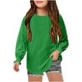 thumbnail image 1 of LYHaoo Girls Long Sleeve Tops Casual Loose Fit Round Neck Hollow Out Blouse Tee Shirt For Teen Girls Comfortable Breathable Daily Wear Girls Blouses Sizes 6-8 years Green, 1 of 5