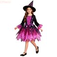thumbnail image 1 of LYHaoo Girls Long Sleeve Witch Dresses with Hat, Halloween Tulle Party Dress Performance Gown for Toddler and Kids(2-3 Years), 1 of 6