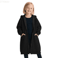thumbnail image 1 of LYHaoo Girls Long Sleeve Zip Up Hooded Jacket Outerwear Cozy Warm Pullover For Autumn Winter Zip-Up Hoodie Sweatshirt Sizes 3-4 Years(Black), 1 of 5